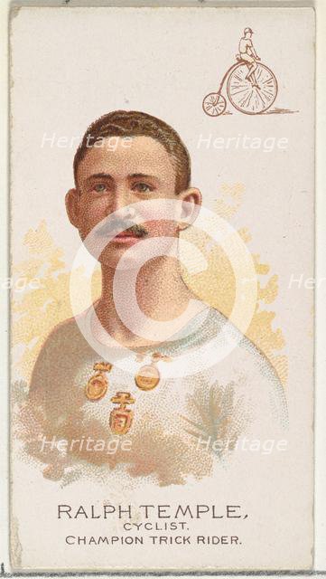 Ralph Temple, Cyclist, Champion Trick Rider, from World's Champions, Series 2 (N29) for Al..., 1888. Creator: Allen & Ginter.