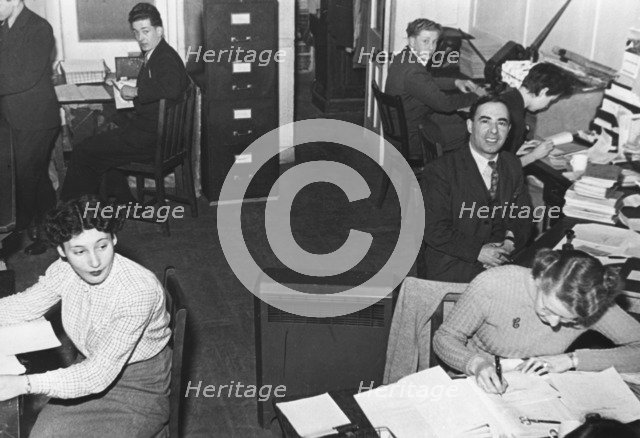 General office of the Jewish Chronicle newspaper, London, 1951. Artist: EH Emanuel