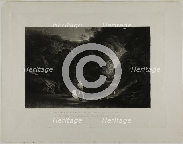 Adam and Eve Hearing the Judgement of the Almighty, from Illustrations of the Bible, 1831. Creator: John Martin.