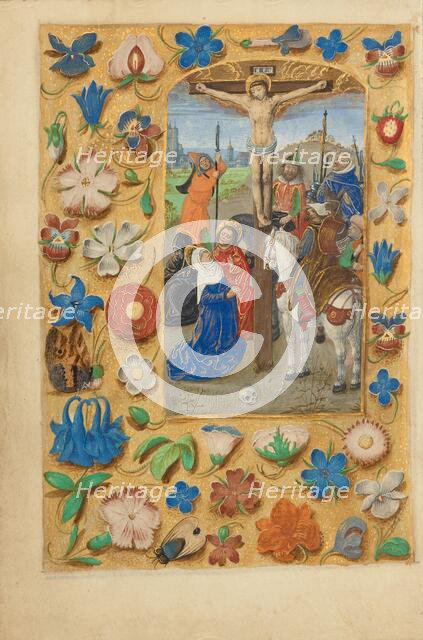 The Crucifixion; Crohin-La Fontaine Hours, (about 1480-1485?). Creators: Master of the Dresden Prayer Book, Workshop of the Master of the Dresden Prayer Book.