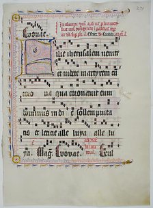 Manuscript Leaf with Initial F, from an Antiphonary, German, second quarter 15th century. Creator: Unknown.