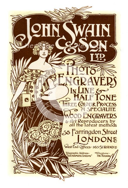 Advertisement for John Swain & Son, printers, 1901.Artist: John Swain & Son