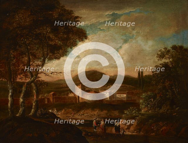 Italian Landscape with City Walls, 1st half of 18th century. Creator: Unknown.