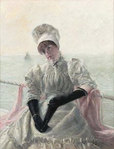 Woman Aboard a Yacht, 1881. Creator: Blanche, Jacques-Émile (1861-1942).