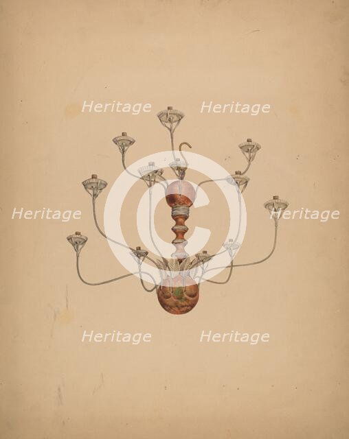 Wood and Tin Chandelier, c. 1937. Creator: George Constantine;Constantine, George.