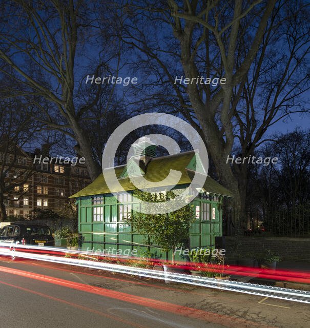 Cabmen's Shelter from the north-west, Wellington Place, St John's Wood, Westminster, London, 2024. Creator: Chris Redgrave.