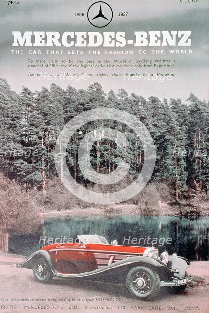 Mercedes-Benz car advert, 1937. Artist: Unknown