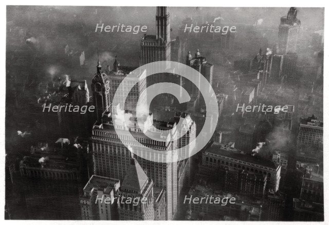 Aerial view of  Manhattan, New York City, USA, from a Zeppelin, 1928 (1933). Artist: Unknown