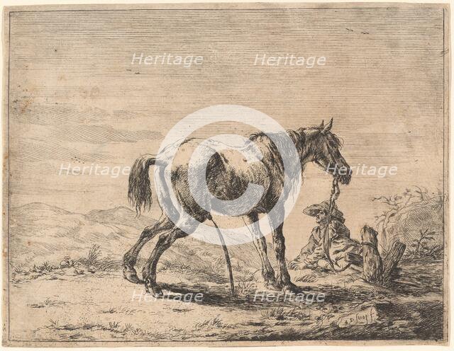 Rearing Horse near a Stable, 1651. Creator: Dirck Stoop.