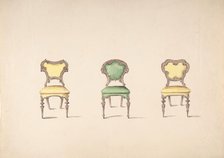 Design for Three Chairs Upholstered in Green and Yellow, early 19th century. Creator: Anon.