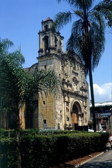 Façade and bell tower of the Temple of the Third Order located in the forecourt of the Cathedral …