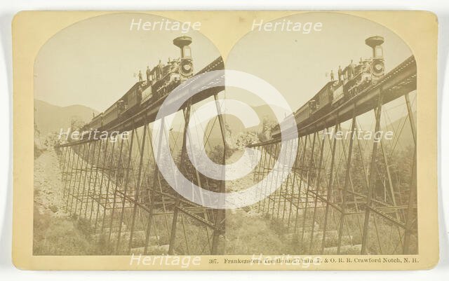 Frankenstein Trestle and Train, P. & O. R.R. Crawford Notch, N.H., late 19th century. Creator: BW Kilburn.