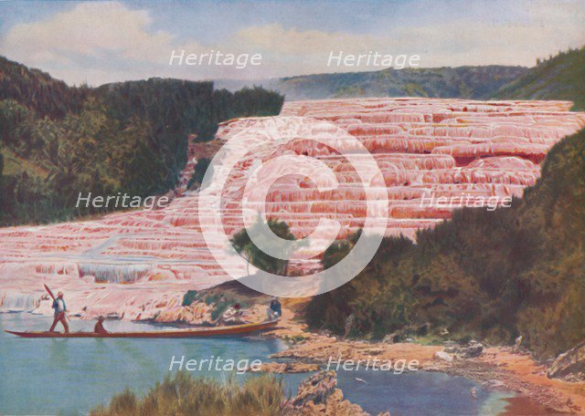 'Flushed Beauty of New Zealand's Pink Terraces Before Their Utter Destruction', c1935. Artist: ENA.