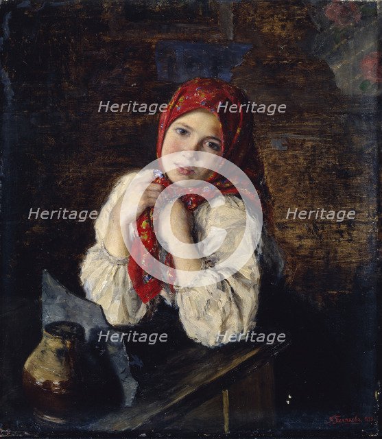 Rural Coquette, 1893. Artist: Polyakov, P.I. (active End of 19th cen.)