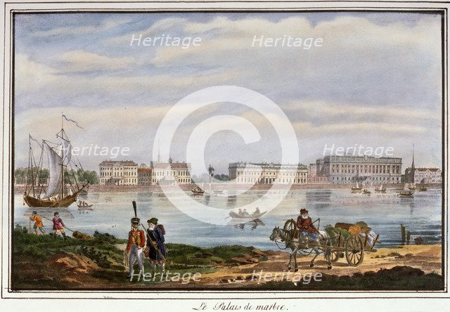 The Marble Palace and the Neva Embankment, St Petersburg, Russia, 1822. Artist: Anon