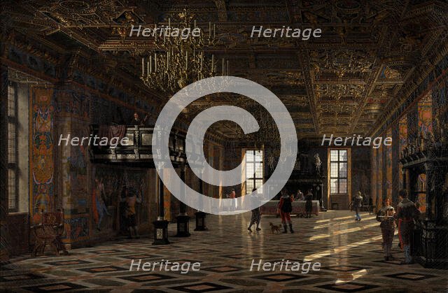 The Great Hall at Frederiksborg Castle during the Reign of Christian IV, 1859. Creator: Heinrich Hansen.