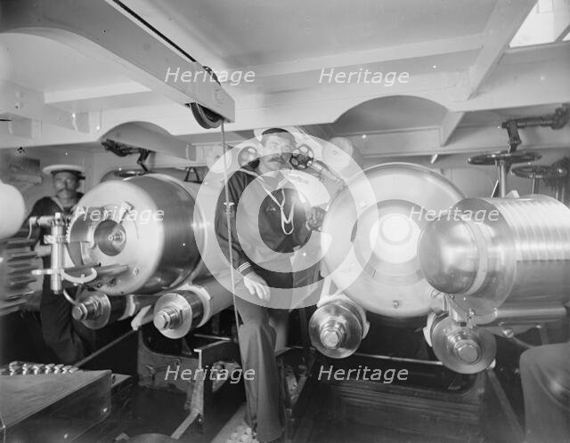 U.S.S. Massachusetts, interior of turret, between 1896 and 1901. Creator: Unknown.