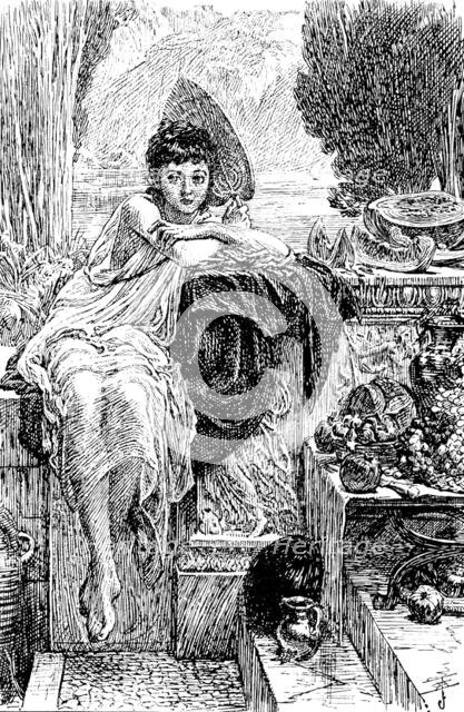 Sketches from the...Exhibitions: "On the Temple Steps." E. J. Poynter, R.A. - Royal Academy, 1890. Creator: Unknown.