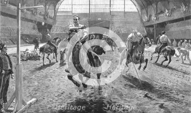 'Rehearsing for the Royal Military Tournament at the Agricultural Hall, Islington', 1886.  Creator: W Small.