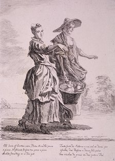 Two crockery sellers, Cries of London, 1760. Artist: Paul Sandby