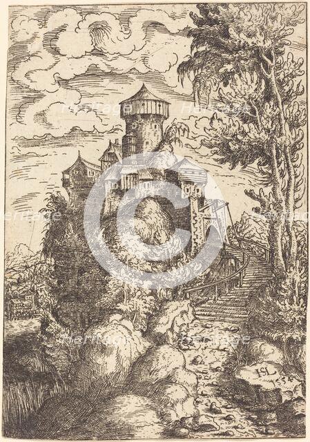 Landscape with a Fortress and Big Stairway, 1554. Creator: Hans Sebald Lautensack.