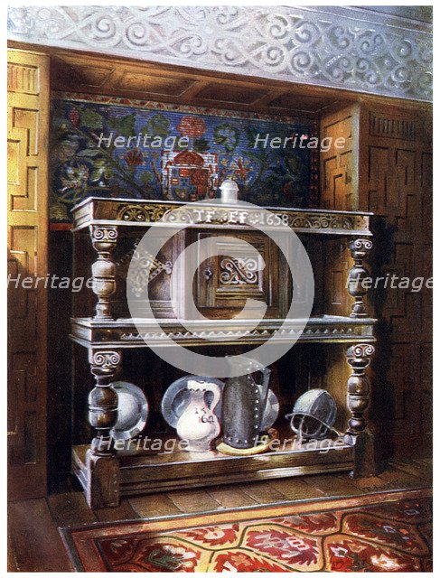 Court cupboard buffet, 1910.Artist: Edwin Foley