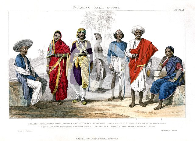 'Caucasian Race, Hindus', 1800-1900.Artist: A Portier