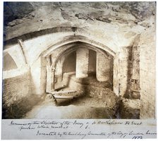 Remains of the cloisters of St Bartholomew-the-Great prior to their removal, City of London, 1872. Artist: Anon