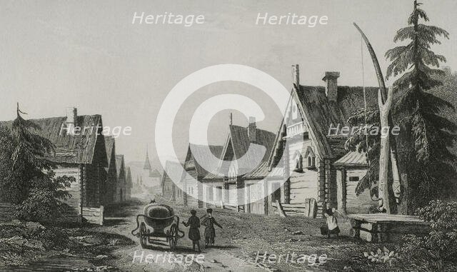 Russian village, 1839. Creator: Augustin François Lemaitre.