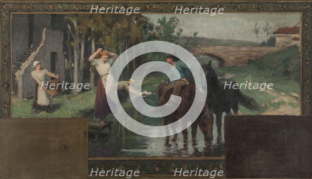 Esquisse pour la mairie d'Arcueil-Cachan : L'abreuvoir, 1888. Creator: Paul Albert Baudouin.