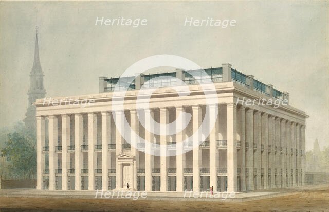 Proposal for Astor House (Park Hotel), New York (perspective), ca. 1830-34. Creator: Alexander Jackson Davis.