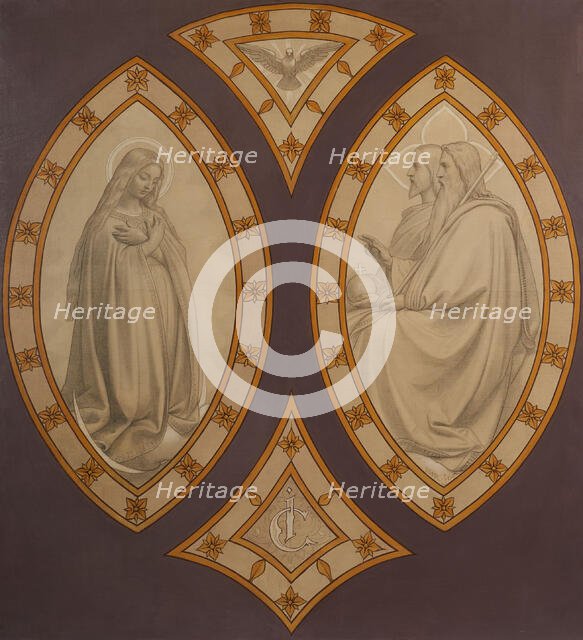 Esquisse pour l'église Saint-Séverin : La Vierge devant la Trinité. Creator: Joseph Félon.