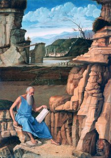 'Saint Jerome reading in a Landscape', c1480-1485. Artist: Giovanni Bellini