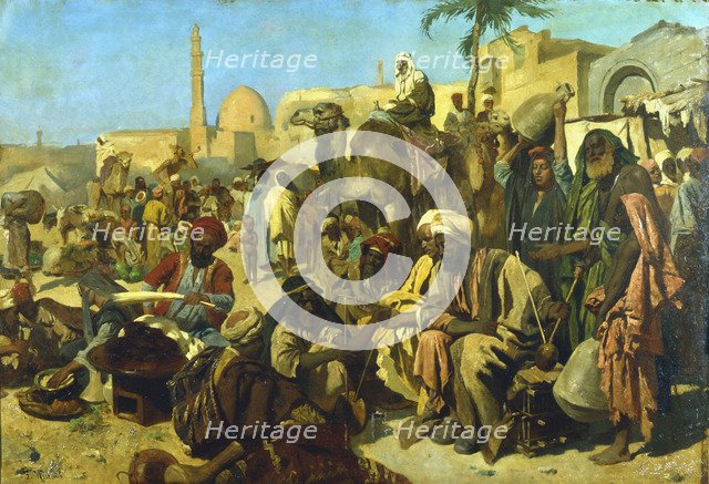 'A Market in Cairo', c late 19th century. Artist: Franz Theodor Wurbel