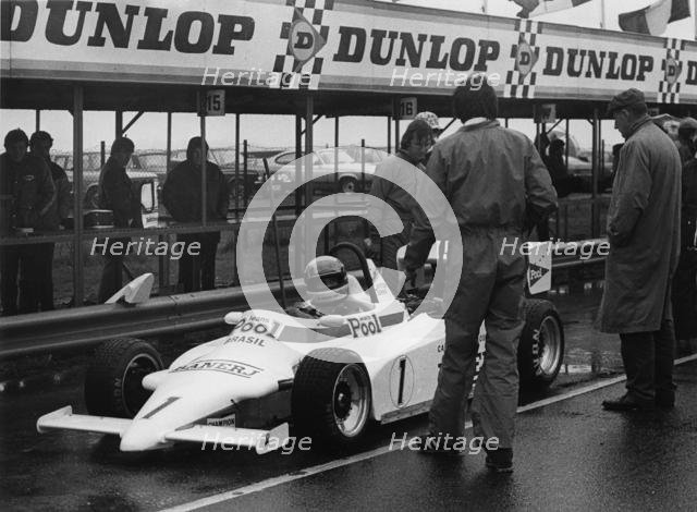 Ralt RT3 in pits, Ayrton Senna, Formula 3 at Thruxton 3rd March 1983. Creator: Unknown.