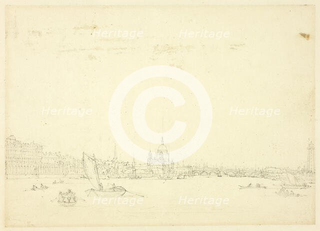 Study for View of London from the Thames, c. 1809. Creator: Augustus Charles Pugin.