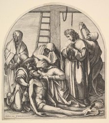 Descent from the cross, after Holbein, 1640. Creator: Wenceslaus Hollar.