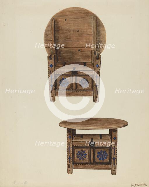 Spanish Southwest Hutch Table, c. 1939. Creator: Marjery Parish.