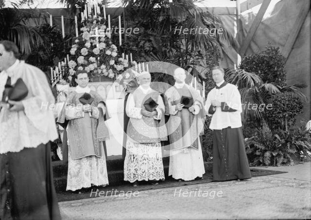 Military Field Mass By Holy Name Soc. of Roman Catholic Church - officiating Priests..., 1910. Creator: Harris & Ewing.
