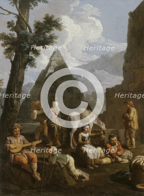 Peasants near Roman Ruins, c1760. Creator: Paolo Monaldi.