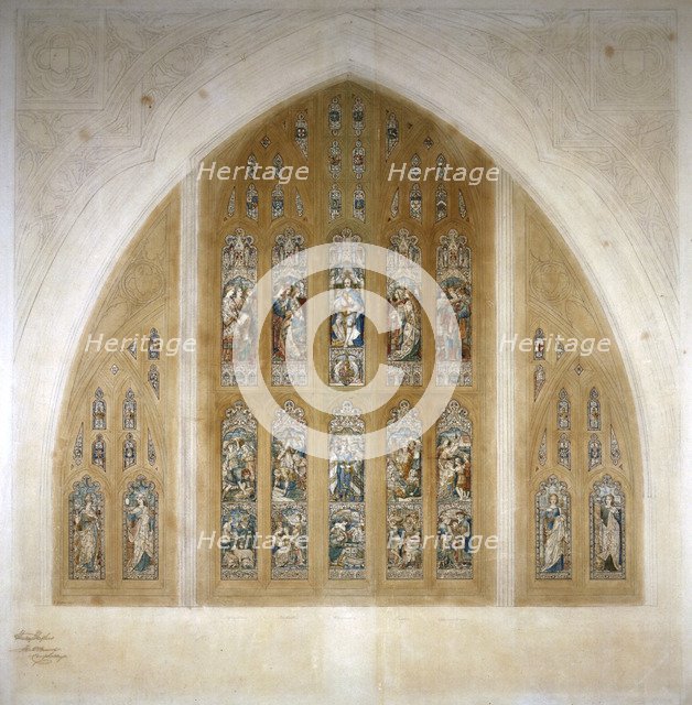 Stained glass window design, 1869.                                      Artist: Henry Hughes