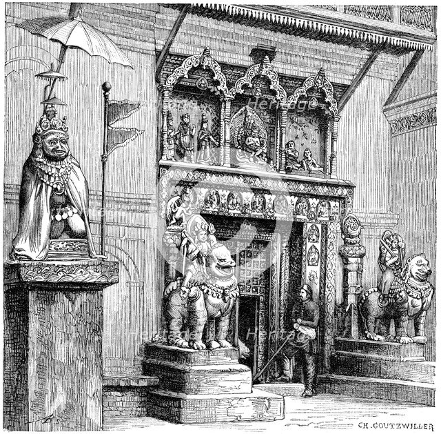 Hanuman Gate of the Royal Palace, Kathmandu, Nepal, 1895.Artist: C Goutzwiller