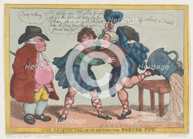 The Acquittal, or Upsetting the Porter Pot, June 20, 1806., June 20, 1806. Creator: Thomas Rowlandson.