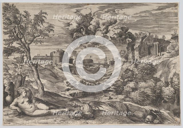 Ruggiero Rescuing Angelica, 1565. Creator: Cornelis Cort.