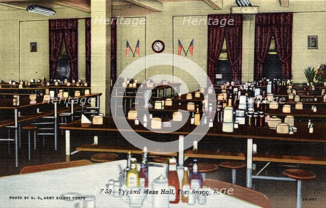 Typical mess hall, Fort Bragg, North Carolina, USA, 1945. Artist: US Army Signal Corps