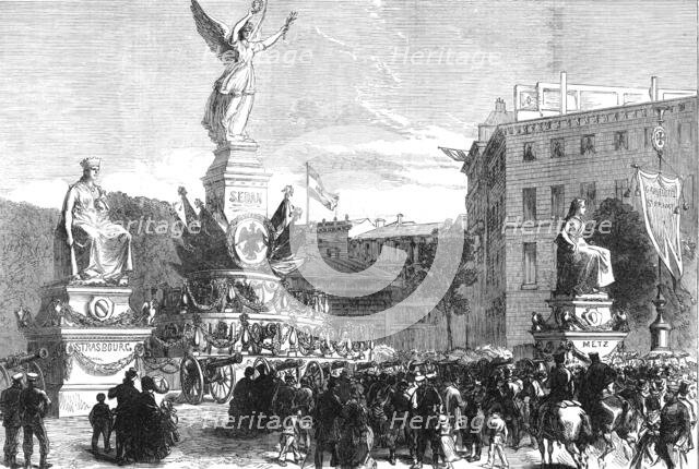 The Military Triumph at Berlin: the Sedan Trophy at the Potsdam Gate, 1871. Creator: Unknown.