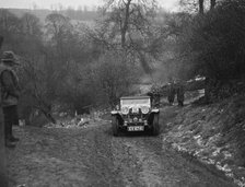 Alvis Silver Eagle of EW Bass competing in the Sunbac Colmore Trial, Gloucestershire, 1933. Artist: Bill Brunell.