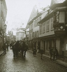 Column of German soldiers, Ribeauvillé, France, c1914-c1918. Artist: Unknown.