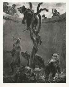 Essay on Stone with Brush and Scraper: The Bear Pit, 1851. Creator: Adolph von Menzel (German, 1815-1905).