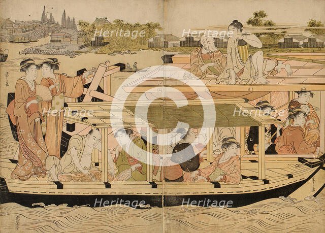 Pleasure Boats on the Sumida River, c. 1792. Creator: Hosoda Eishi.